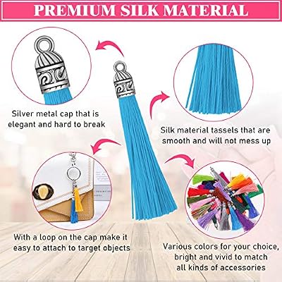 Caffox Tassels for Jewelry Making, 120PCS Keychain Tassel Charms Bulk, Silky Handmade Tassels for Earrings Bracelets Necklaces and DIY Craft