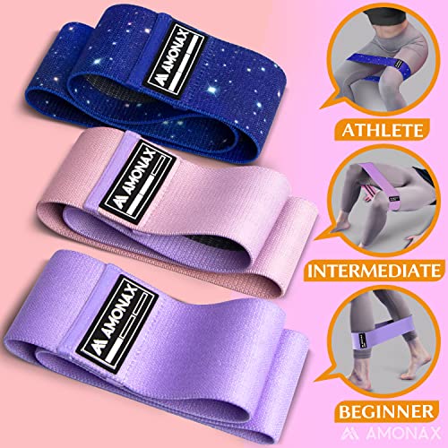 Amonax Bandas de Resistencia de Tela para Mujer, Bandas elasticas gluteos Sentadillas, Bandas elásticas como Equipo de Ejercicio en casa para Perder Peso, Accesorios Gimnasio para piernas y glúteos