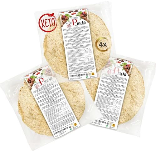 Piadinas proteínicas Line@diet | Alto contenido de proteínas | Para la fase 1 | 3 Paquetes con 4 piadinas de 40 g (12 Piadinas (paquete de 3, 480g))