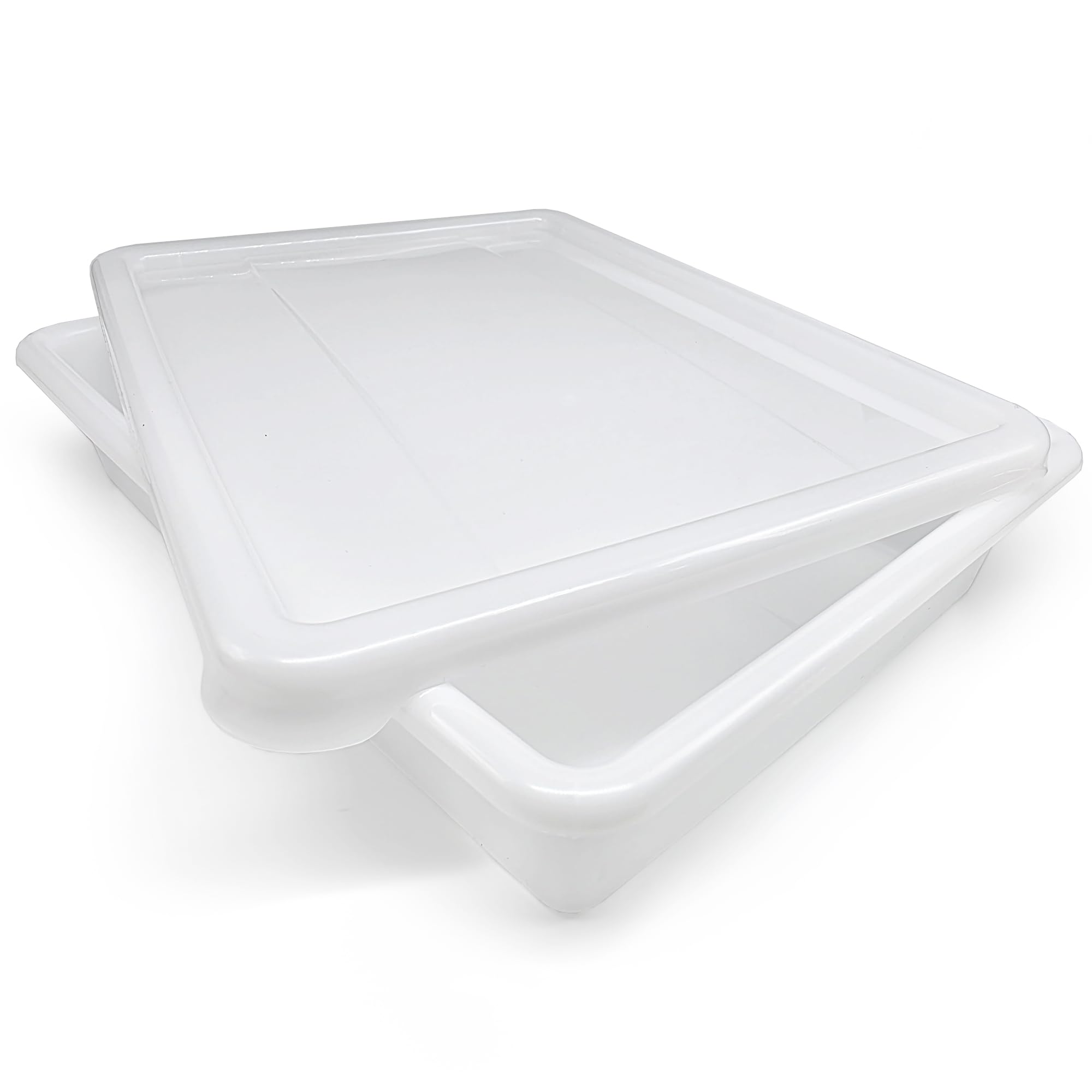 Pack 12 Bandeja Alimentaria Resistente con Tapa 5,6L Sin BPA Ideal Cocinas | 38x28,4x7,5cm. Sin BPA. Ideal para comedores, colegios, mercados, panaderías, pizzerías y conservación de alimentos.