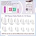 White French Tip Fake Nails Almond,KXAMELIE Acrylic Nails Press on Stiletto Nails White Daisy Flowers Almond Shaped Stick on Nails Set Glue on Nails Medium Length for Manicure in 24PCS