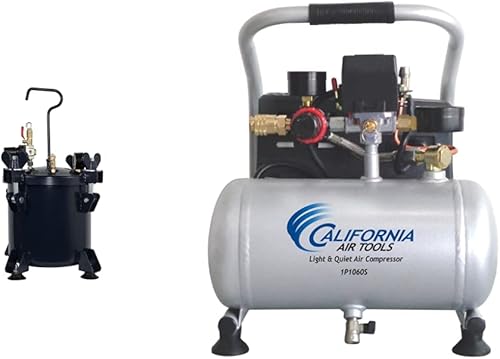 CALIFORNIA AIR TOOLS 255C - Olla a presión de 2.5 galones para fundición, azul y compresor de aire portátil ligero y silencioso CAT-1P1060S, color