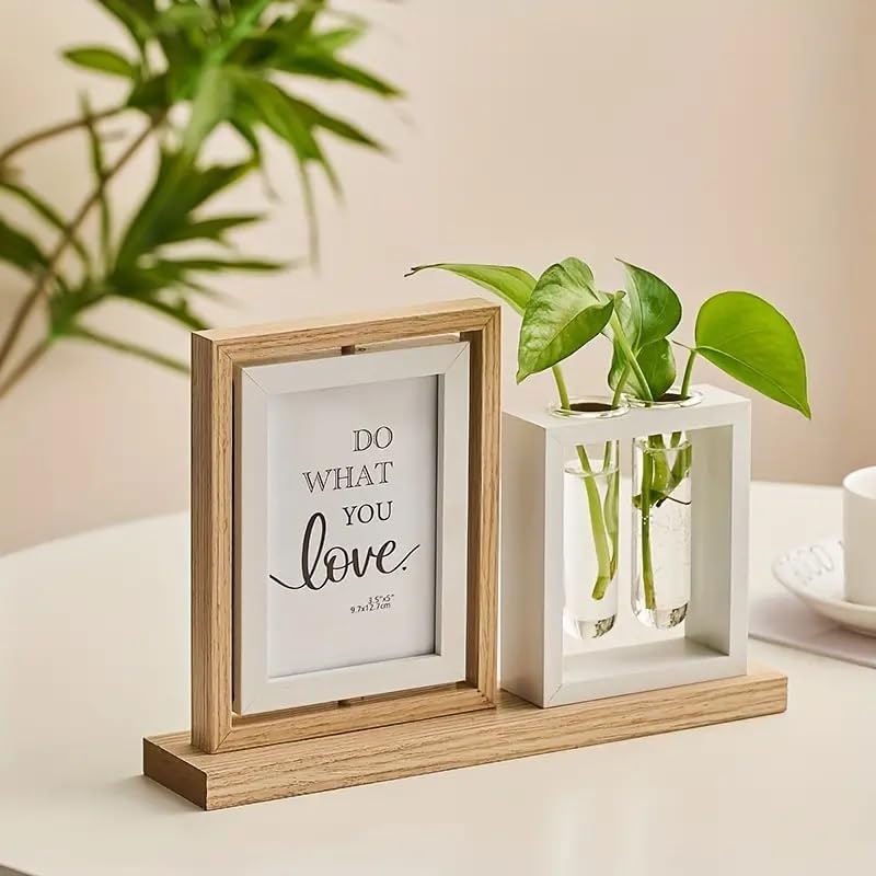 Amazon Brand - Umi Wooden Photo Frame Double-Sided Display with Hydroponics Glass Vase Desktop Tabletop Rotating Floating Photo Frame For Home Decor Office Desk Reception Tables Decoration (4x6 in) (B0D2HG7LYN) Amazon Price History, Amazon Price Tracker