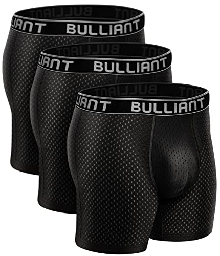 Mens Underwear Briefs 3 Pack,BULLIANT Mesh Athletic Sports Boxer Briefs Low Rise Waisted For Men No Fly