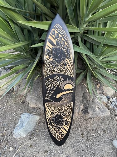 Tiki Stop Hand Carved Sea Turtle Surfboard Wall Art 39x10