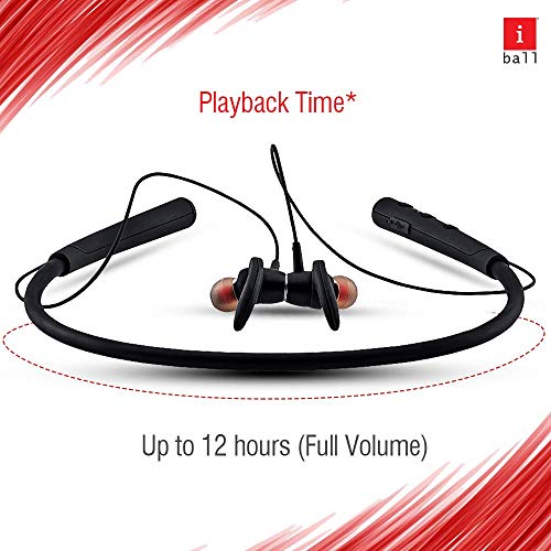 Image of iBall EarWear Base BT 5.0 Neckband Earphone with Mic and 12 Hours Battery Life (Black)