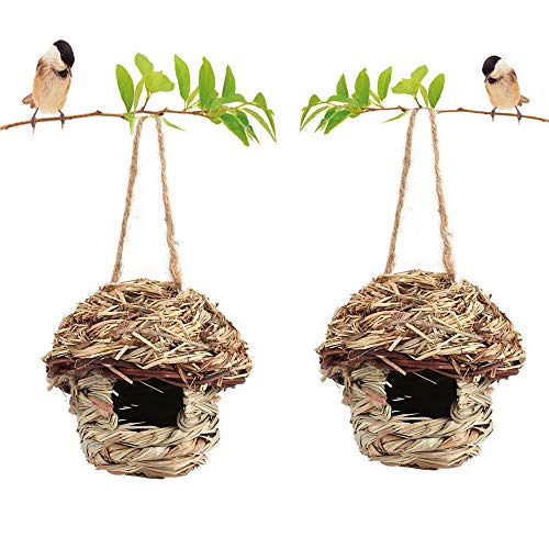 Bird House for Outside, Hummingbird House Hanging Bird Nest, Grass Bird HutFiber Hand-Woven
