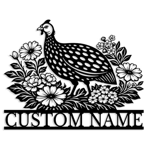 Custom Guinea Fowl Coop Metal Sign Farm Name Wall Art
