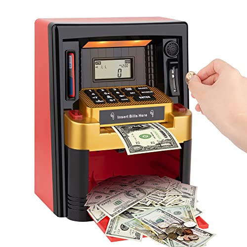 2022 Latest Upgraded ATM Savings Piggy Money Bank for Real Money for Kids Adults, Multifunctional ATM Electronic Piggy Banks, Animation Joint Branding Color Matching, Hot Gifts for Boys Girls (Mickey)