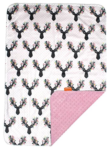 Image of Dear Baby Gear Soft Floral Baby Blanket with Antlers - Baby Girl Blanket - Warm Quilt & Infant Blanket - Toddler Blankets for Girls, Pink Baby Blankets - Light Pink 40x30 Inches
