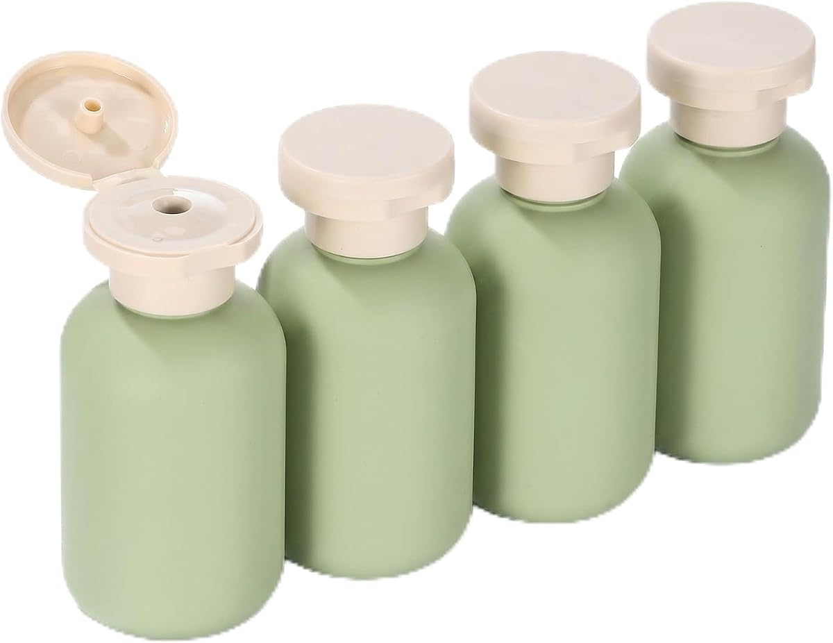 Large Travel Bottle, 4PCS 3.4oz Travel Shampoo Bottles for Toiletries Leak Proof Refillable Lotion Bottle Set Green Plastic Squeeze Containers with Flip Caps for Shampoo Conditioner