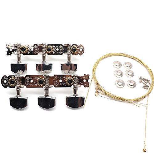 Timiy Set of 2 Guitar Tuning Keys-3 Left 3 Right Classical Guitar Tuners Tuning Pegs Keys Machine Heads, Guitar Strings Included