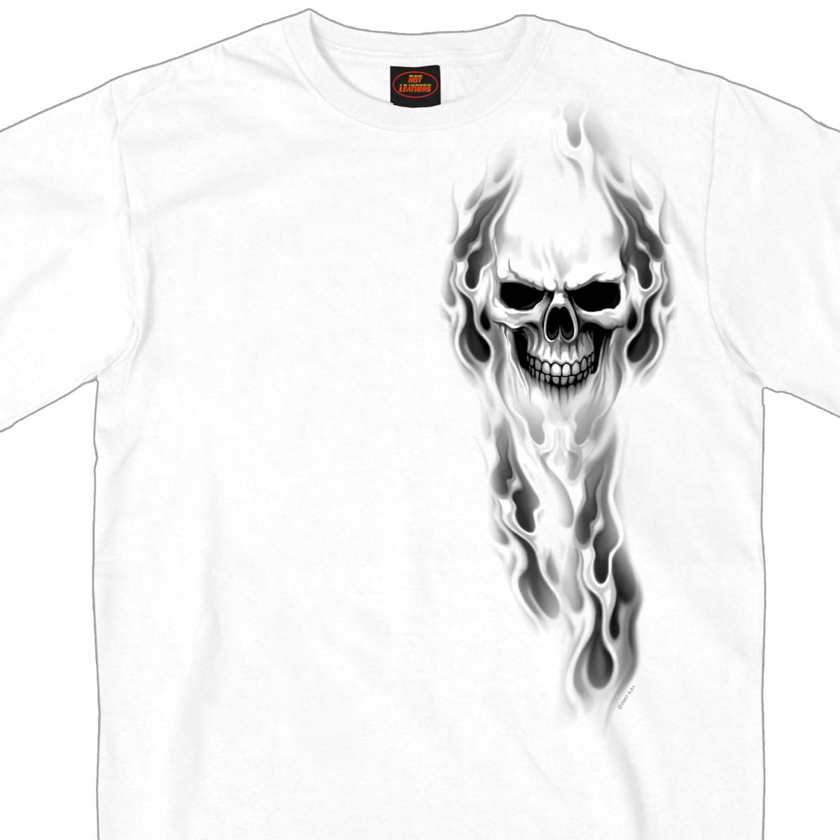 Hot Leathers T-Shirt mit Totenkopf-Motiv, 100% Baumwolle, doppelseitig, Bedruckt