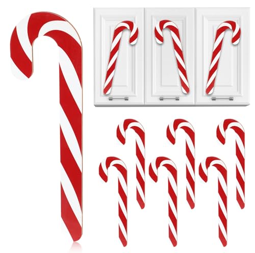 Daifunli 6 Pcs Christmas Cabinet Candy Cane Decor for Kitchen