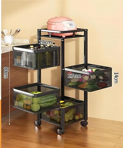 Étagère de rangement rotative 4 niveaux avec paniers amovibles - 3