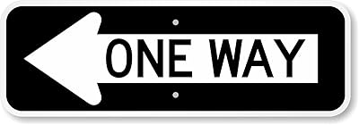 SmartSign 8 x 24 inch “One Way†MUTCD-Compliant Metal Sign with Left Arrow, 80 mil Aluminum, 3M Laminated Engineer Grade Reflective Material, Black and White