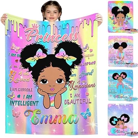Artsadd Custom Toddler Blanket with Name for Kids Girls, Personalized Little Princess Baby Receiving Blankets Customized Blanket for Infant Newborn Custom Soft Fleece Receiving Blankets for Baby Cover