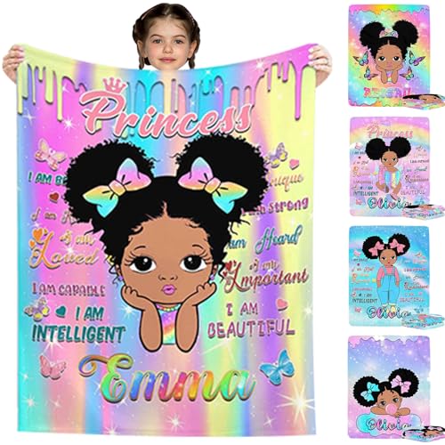 Artsadd Custom Toddler Blanket with Name for Kids Girls, Personalized Little Princess Baby Receiving Blankets Customized Blanket for Infant Newborn Custom Soft Fleece Receiving Blankets for Baby