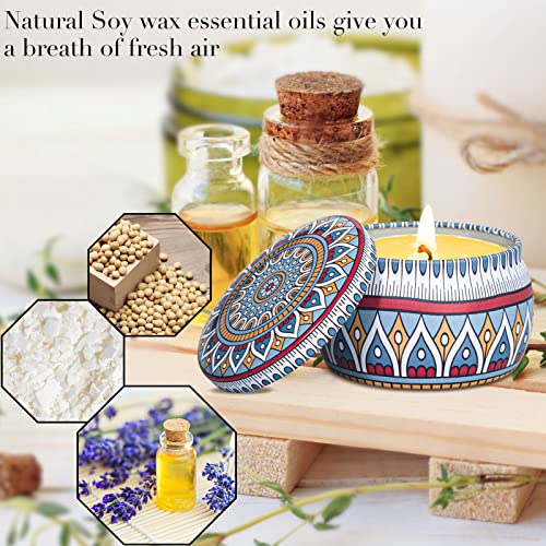 Scented Candles Aromatherapy Gift Set: 4 Pack Gardenia,Jasmine,Lavender Osmanthus Large Size Natural Soy Wax Candle 4.4 Oz Travel Tin Fragrance Relaxing Stress Relief Aroma Home Best Gift for Women - Image 3