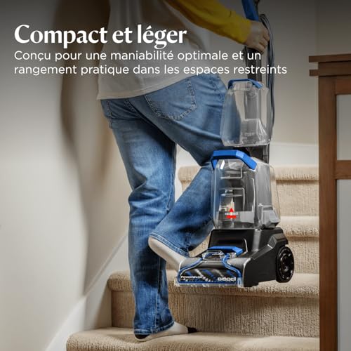 BISSELL PowerWash Compact Pet, Shampouineuse pour Taches et Odeurs d’Animaux, Nettoyeur Canapé Tissu Multisurfaces, Nettoyeur de Tapis, Moquette et Tapisserie, 600W, Portable, Filaire, 4058N