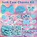 Junk Phones Case,Junk Case Charms,Large Charm Kit with Large Blue Flower Decor,Bling Rhinestone Lips /Bows Junk Charms for DIY Desginer & Social Media Crafting,Flatback Aesthetic Big Decor for Customizing DIY Craft Accessories