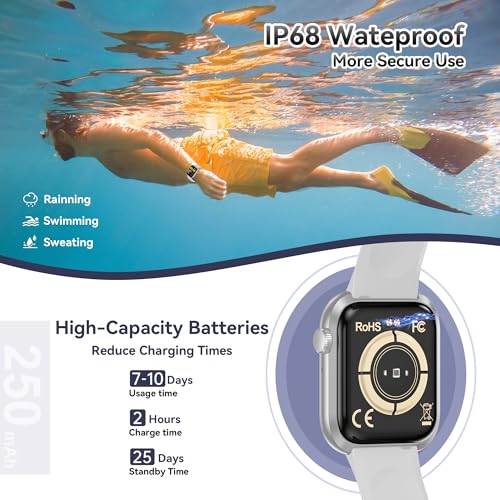 Image of Smart Watch for Men Women(Answer /Make Call), 1.83 inch Fitness Watch with Heart Rate /Blood Pressure /Blood Oxygen, Pedometer, Sleep Tracker,120+ Sport Modes, IP68 Waterproof Fitness Tracker for Android iOS