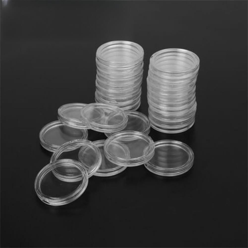 100 Pcs 35mm Clear Plastic Coin Capsule Storage Box – Round Coin Holders for Collectible Coins, Numismatic Supplies, Display and Protection