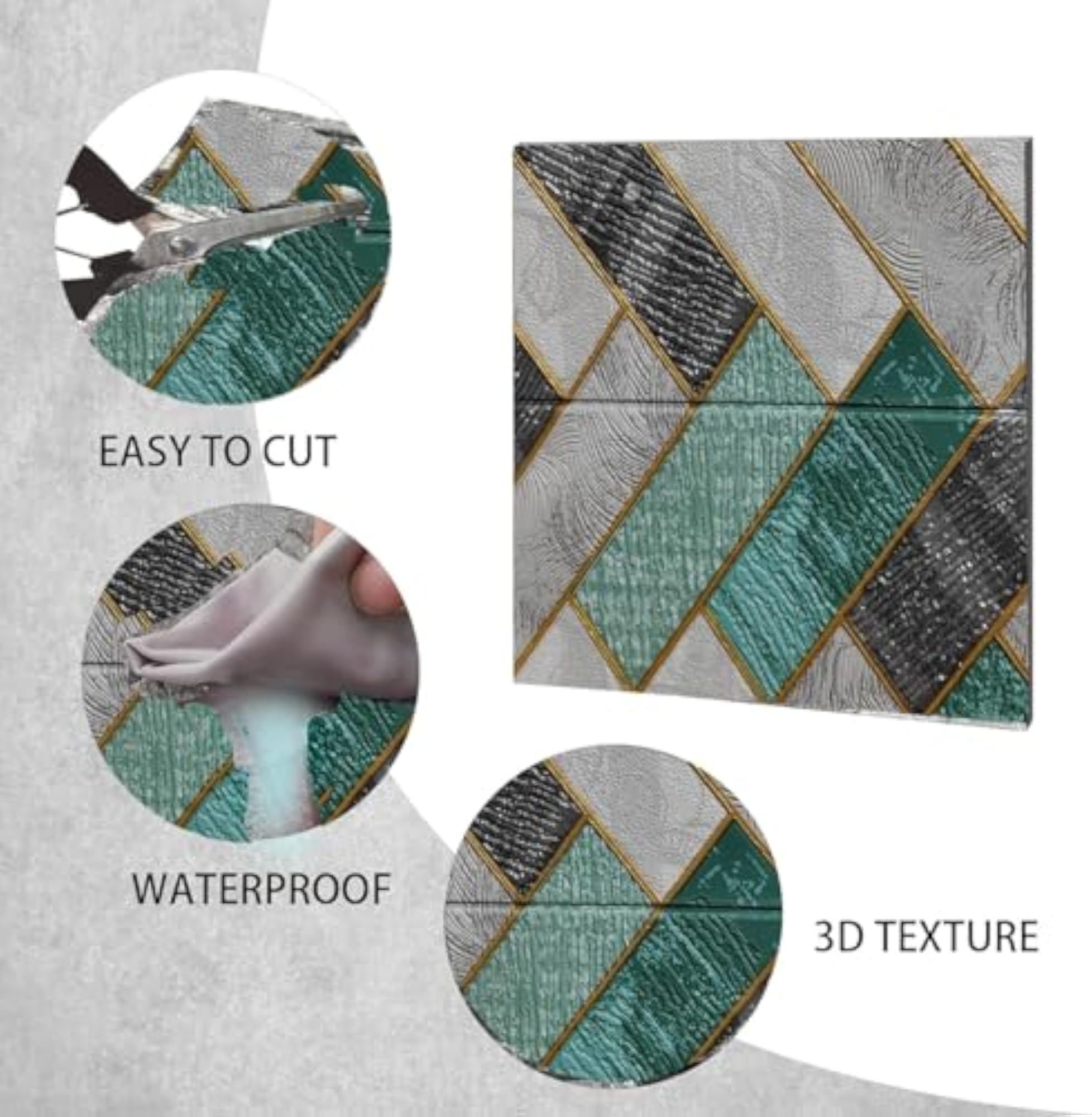 3D Wall Panels for Interior Decoration, Modern Textured Peel and Stick Tiles