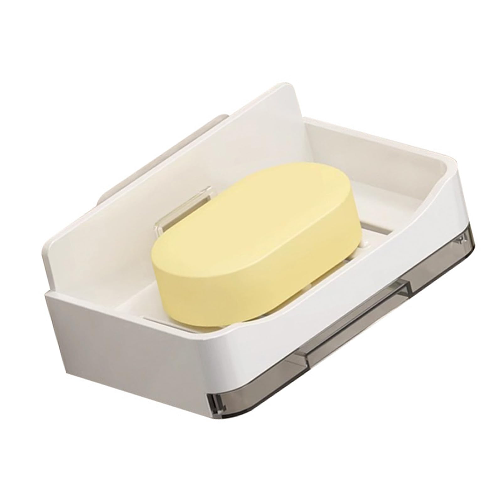Hattba White Soap Holder For Shower Drainage Practical Bathroom Counter Storage Rack Sponge Holder With Draining Tray Stick On Soap Dish For Sink