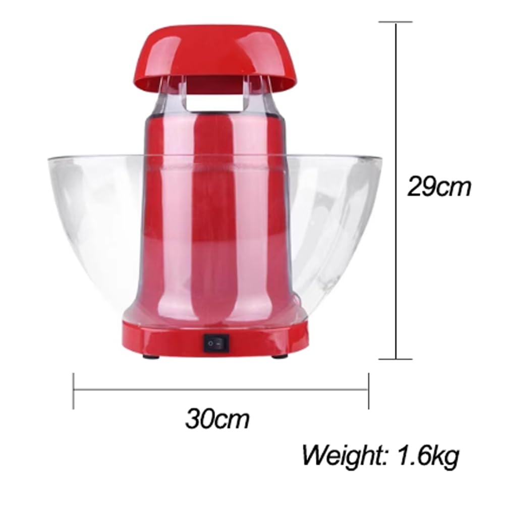 SAAKO Macchina per Popcorn ad Aria Calda, Mini Macchina per Popcorn Automatica da 1200 W con misurino e Vassoio per Burro Fuso, Adatta per riunioni di Famiglia e Bambini