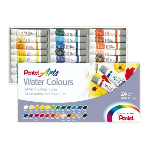 Pentel Arts Water Colors, Assorted Colors, Pack of 24 (WFRS-24)