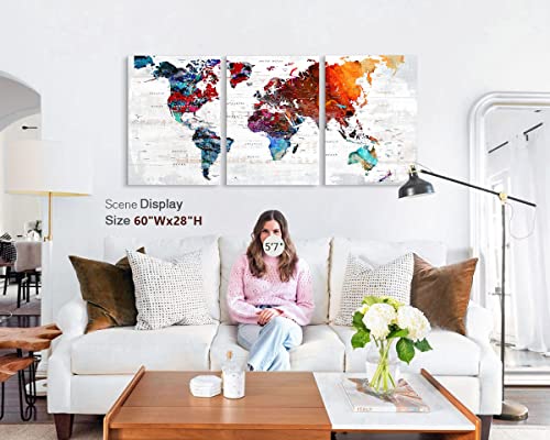 Elixart Office Decor Canvas Wall Art Pictures For Bedroom Kitchen Wall Decor Inspirational Map Artwork For Walls 48" W X 24" H Home Decorations For Living Room #TOP5