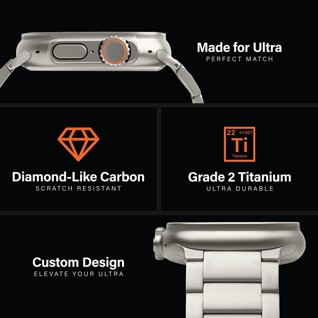 KORDIZ Titanium Watch Band T01 Pro (Max) - Fits Apple Watch ULTRA 3 ULTRA 2 (49mm) - Adjustable Titanium Apple Watch Band with Magnetic Clasp and DLC Scratch Resistant - Premium Color Matching Band - Image 9