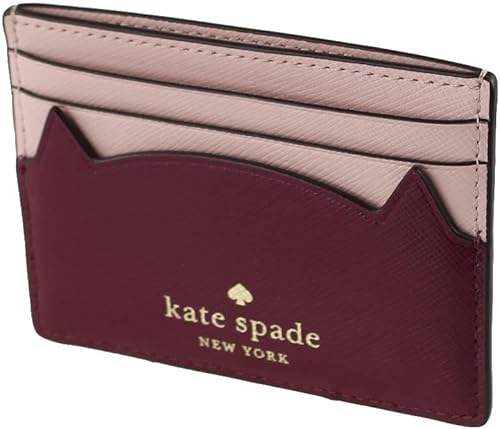 Vista 3 de Kate Spade New York Meow Cat - Tarjetero delgado pequeño para gatos, color rosa