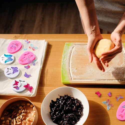 HINZIC 3PCS Mini Butterfly Silicone Molds, Cute Fondant Cake Baking Chocolate Candy Cupcake Topper Desserts Decoration Polymer Clay DIY Crafts for Women Valentines Present (Grey, Pink, 3 Styles) - Thumbnail 5