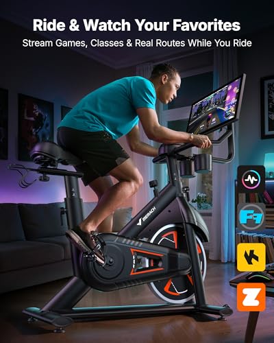 Image of MERACH Exercise Bike with Screen, 21.5 inch HD Display, Magnetic Resistance