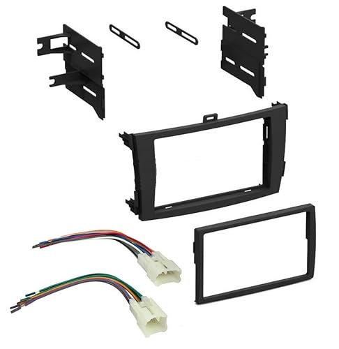 Kit de montaje de radio estéreo de coche doble DIN para Toyota Corolla 2009 2010 2011 (kit de tablero + arnés de cableado)