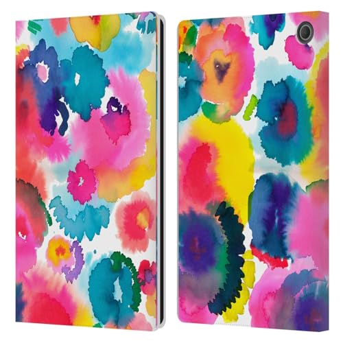 Housse en cuir Fire Max 11 2023 Ninola avec fentes pour cartes et support floral aquarelle