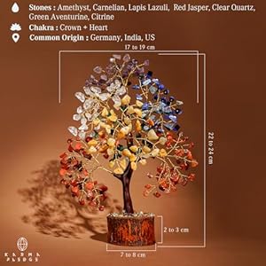 Crystal Tree of Life 7 Chakra Healing Crystal Trees for Home Decor Office Desk Decor Living Room Decor Handmade Bonsai Trees for Positive Energy Money Good Luck Birthday Gifts for Women Mom