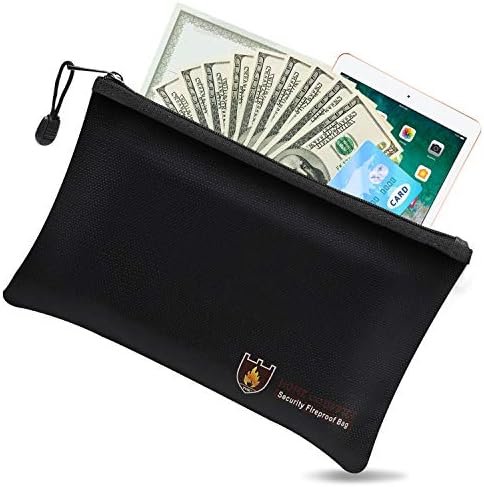 Fireproof Safe Money Bag,10.6"x6.7" Safe Storage Pouch with Zipper, Document Bags Waterproof, Fireproof Money Envelopes for Cash,Passport, Jewelry and Valuables