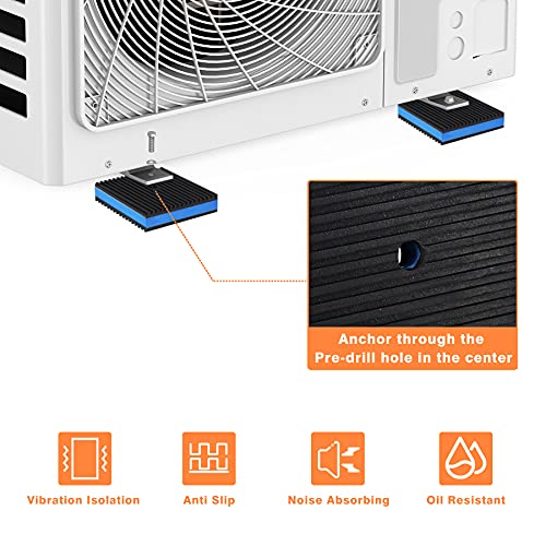 Gcgoods Rubber Anti-Vibration Pad, 4" X 4" X 7/8" Heavy Duty Ribbed Rubber With Blue Eva Center Isolation Pads For Hvac, Air Compressor, Treadmill, Washer And Dryer, Air Conditioner Units, Pack Of 4 #TOP3