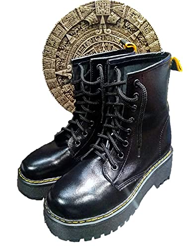 Botas de piel goticas plataforma negras de cuero estilo militar Martens  para hombre y mujer rockeras dr (24) : Amazon.com.mx: Productos Handmade