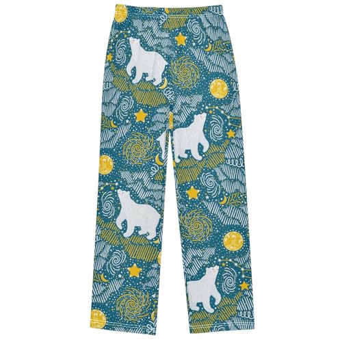 Boy's Pants Polar Bear Moon Star Galaxy Jogger Pants Elastic Waist Long Bottoms Trousers with Pockets 6-14 Years
