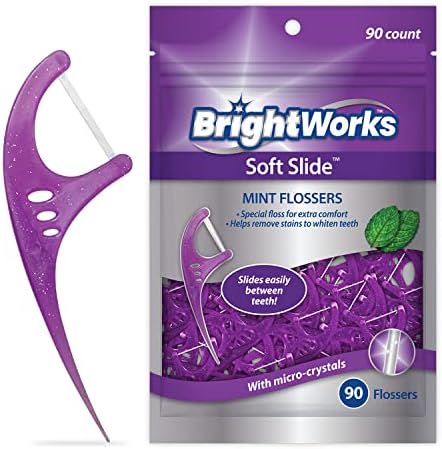 Brightworks Soft Slide Flossers - for Tight Spaces and Extra Comfort with Fresh Mint - 270 Count