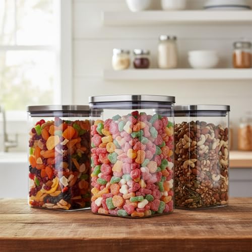 Image of ginoya brothers Airtight Borosilicate Glass Square Jar With Wooden Or Steel Lid Multi-Size, Container for Spices, Coffee, Grains, Snacks & Kitchen Organization (2, STEEL LID, 1250 ML)