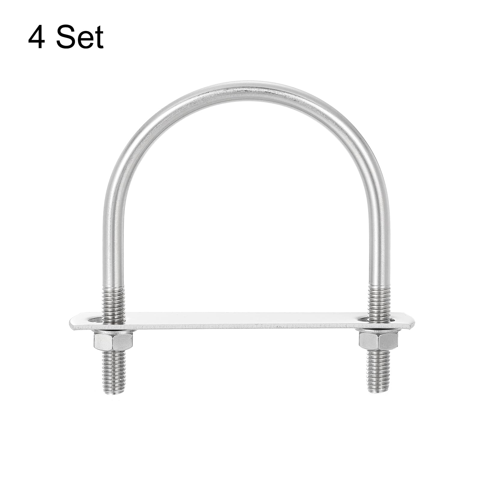 QUARKZMAN Abrazaderas en U Redondas 4 Juegos 76mm (2.99") Ancho Interior y 103mm Longitud M8 Abrazadera en U de Acero Inoxidable 304 con Tuercas y Placas para Remolques de Barcos