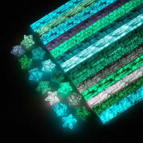 Origami Stars Papers Package DIY Paper, 600 Sheets - 20 Colors (Glows in the Dark)