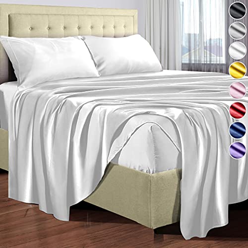 Satin-Spannbettlaken, volle Größe , seidiges Satin-Bettwäsche-Set Cover