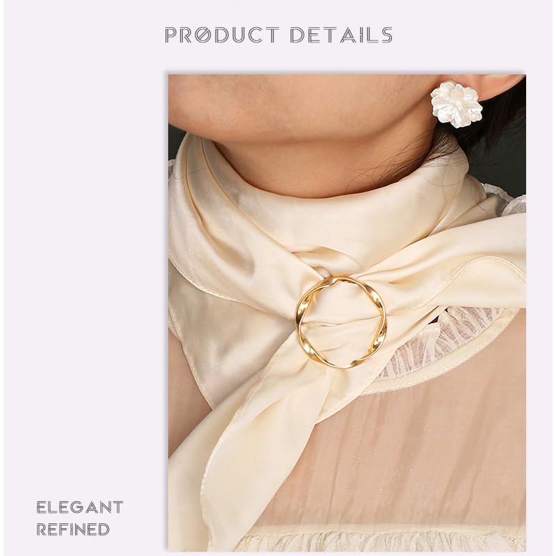 Image of 4PCS Round Scarf Rings Clips Bulk Fashion Circle Buckles for Women's Clothing T-Shirt Tie Cinch Clips Brooch Button Accessories (Classic)