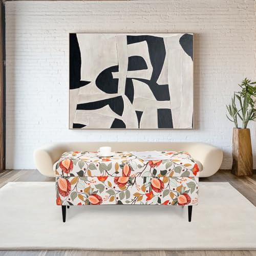 Image of FUANGUI Ottoman Cover Stretch Storage Ottoman Bench Slipcover Printed Folding Storage Bench Ottoman Cover Footrest Stool Slipcover Footstool Protector Cover with Elastic Bottom, Large,85